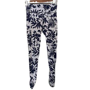 Aerie Women's Gray Blue Floral Fold Over Ruched Ankle Yoga Workout Leggings XS